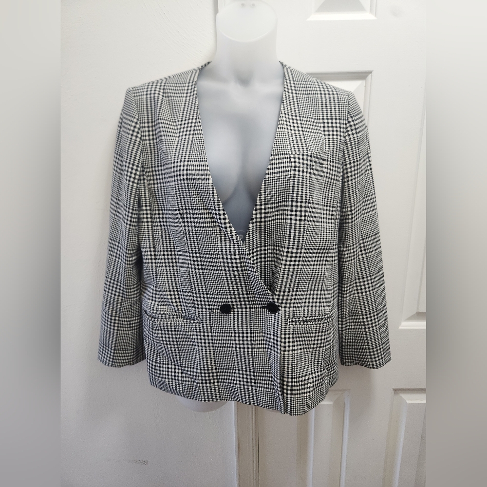 Club Monaco Black and White Plaid Blazer Size 14